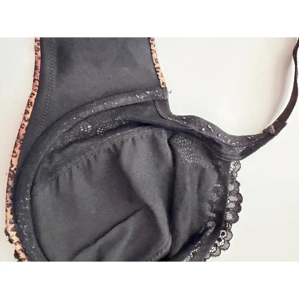 Lilyette by Bali Leopard Print Lace Unlined Underwire Bra 38DD